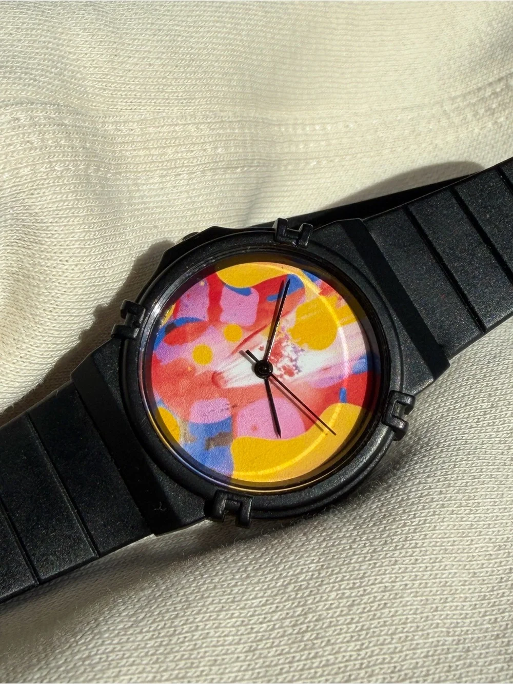 Balance and Composure Black Silicone Watch with Colorful Album Art Dial
